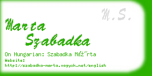 marta szabadka business card